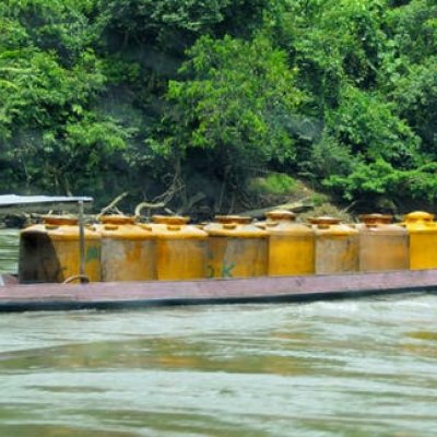 A boat in Indonesia’s Kayan Mentarang National Park.